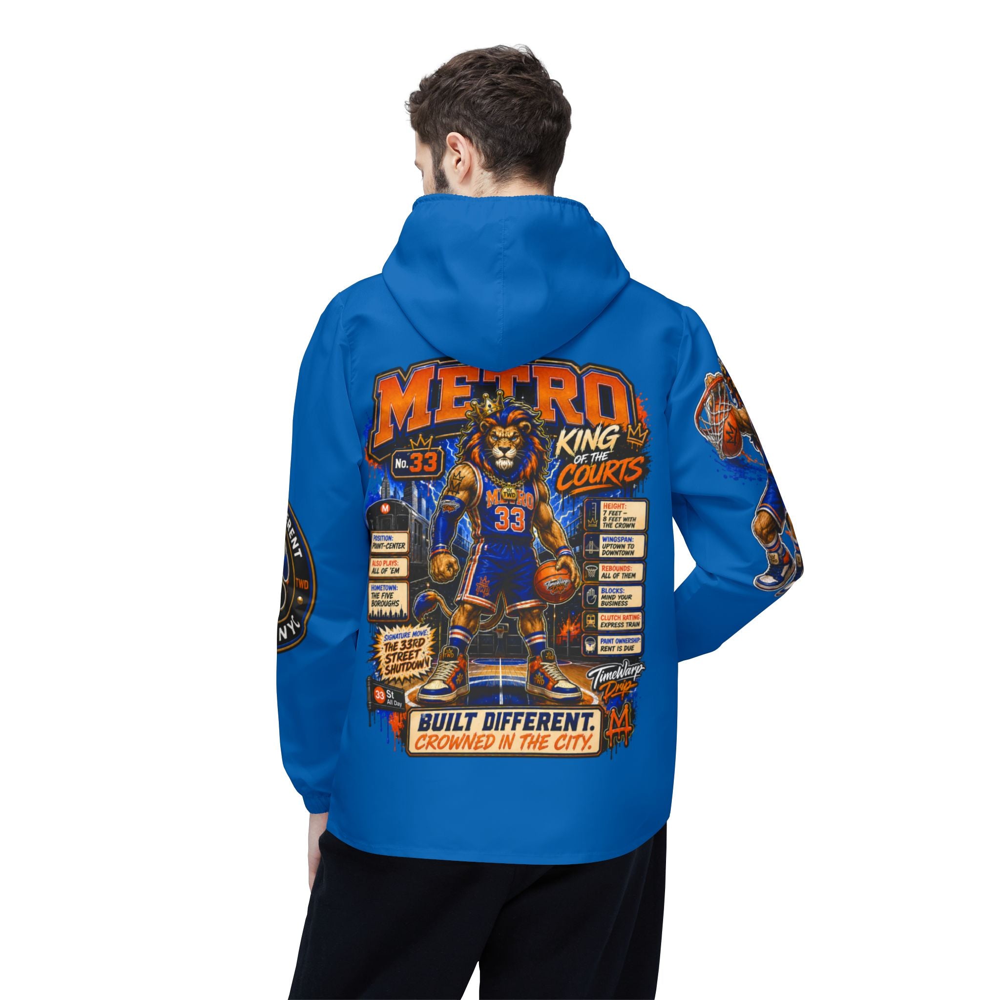 Basketball Windbreaker Jacket - 'Metro' Team Graphic Hooded Windbreaker