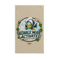 TimeWarp Drip Dripped-out crowned cartoon fish pops on white "Woke Up Finny" hand towel—bubble mode on, streetwear vibes unleashed!. 
