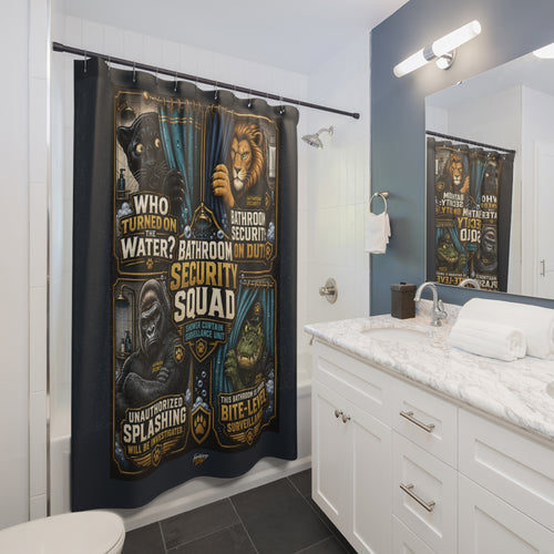 TimeWarp Drip Step into drip: bold animal-print shower curtain by TimeWarp Drip, black-and-white bathroom pop, marble countertop stuntin’. streetwear apparel
