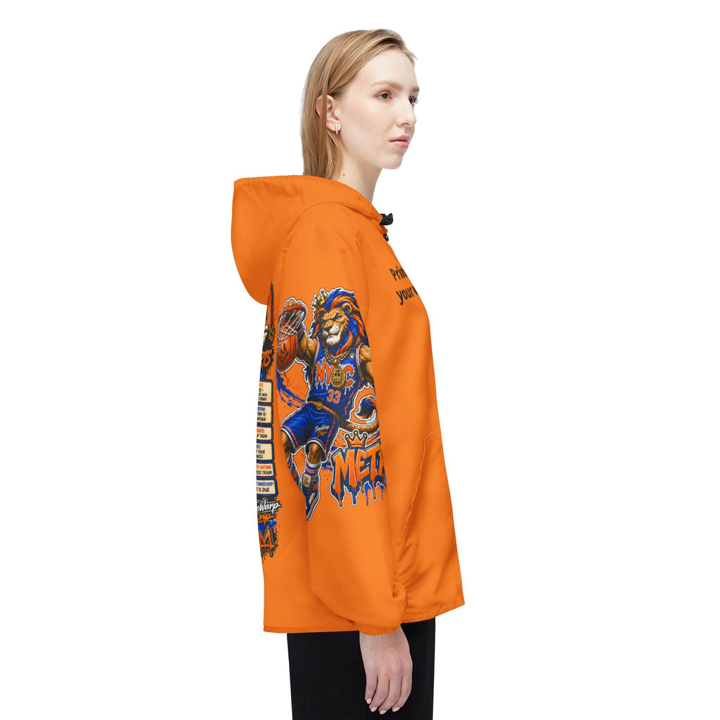 Basketball Windbreaker Jacket - 'Metro' (Orange) Team Graphic Hooded Windbreaker