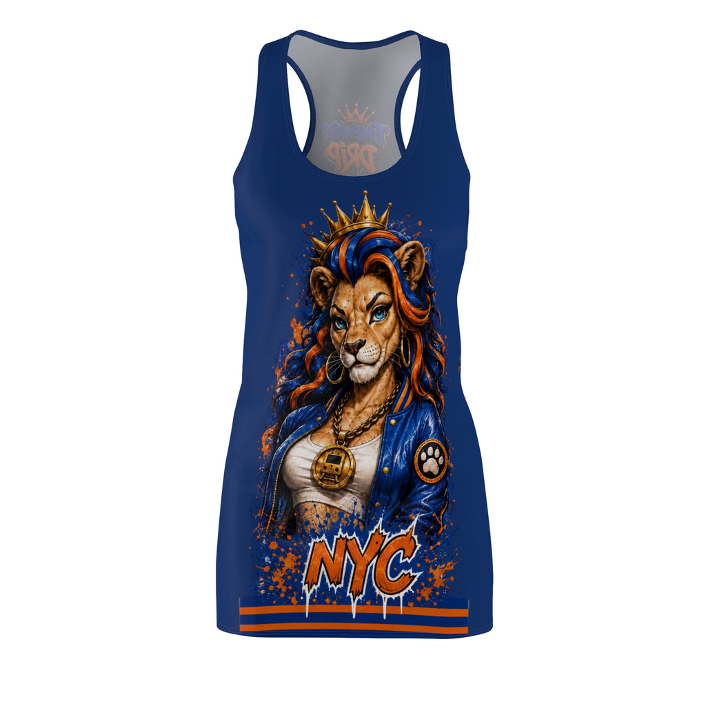 NYC Lioness Racerback Dress — 'The Queen Drip' Streetwear Graphic