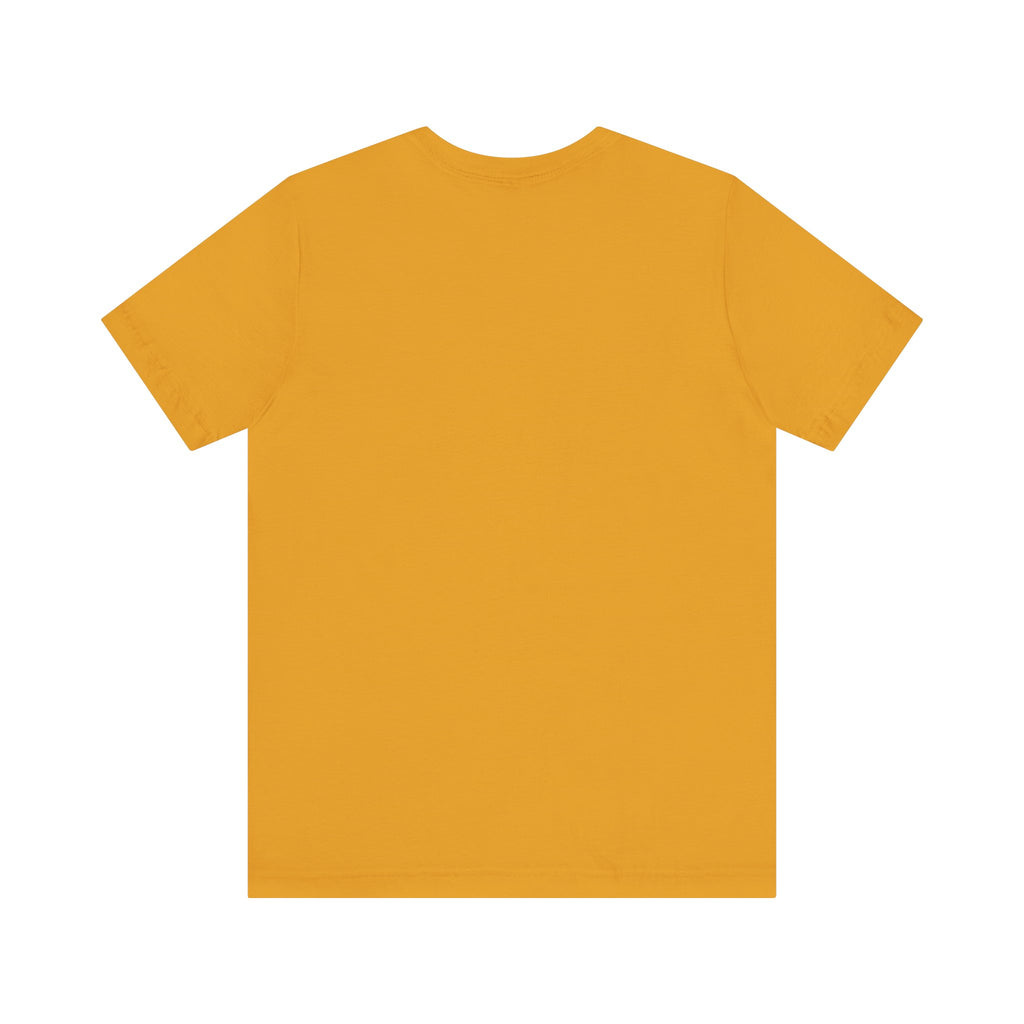 TimeWarp Drip Drip yellow Printify tee, "Luck Don't Chase Nobody" 4-leaf clover graphic, street-smart vibe, laid flat back-side up. streetwear apparel