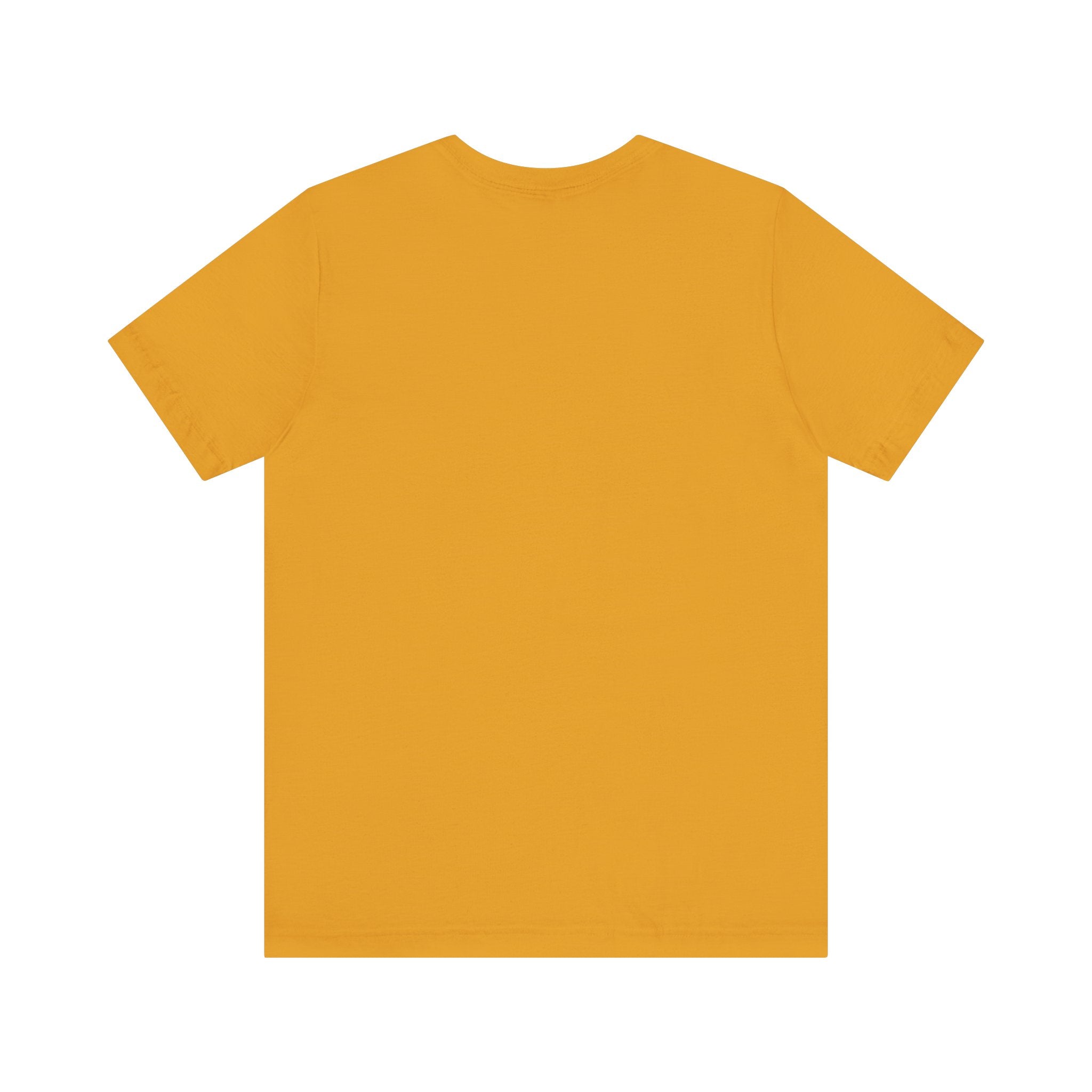 TimeWarp Drip Drip yellow Printify tee, "Luck Don't Chase Nobody" 4-leaf clover graphic, street-smart vibe, laid flat back-side up. streetwear apparel
