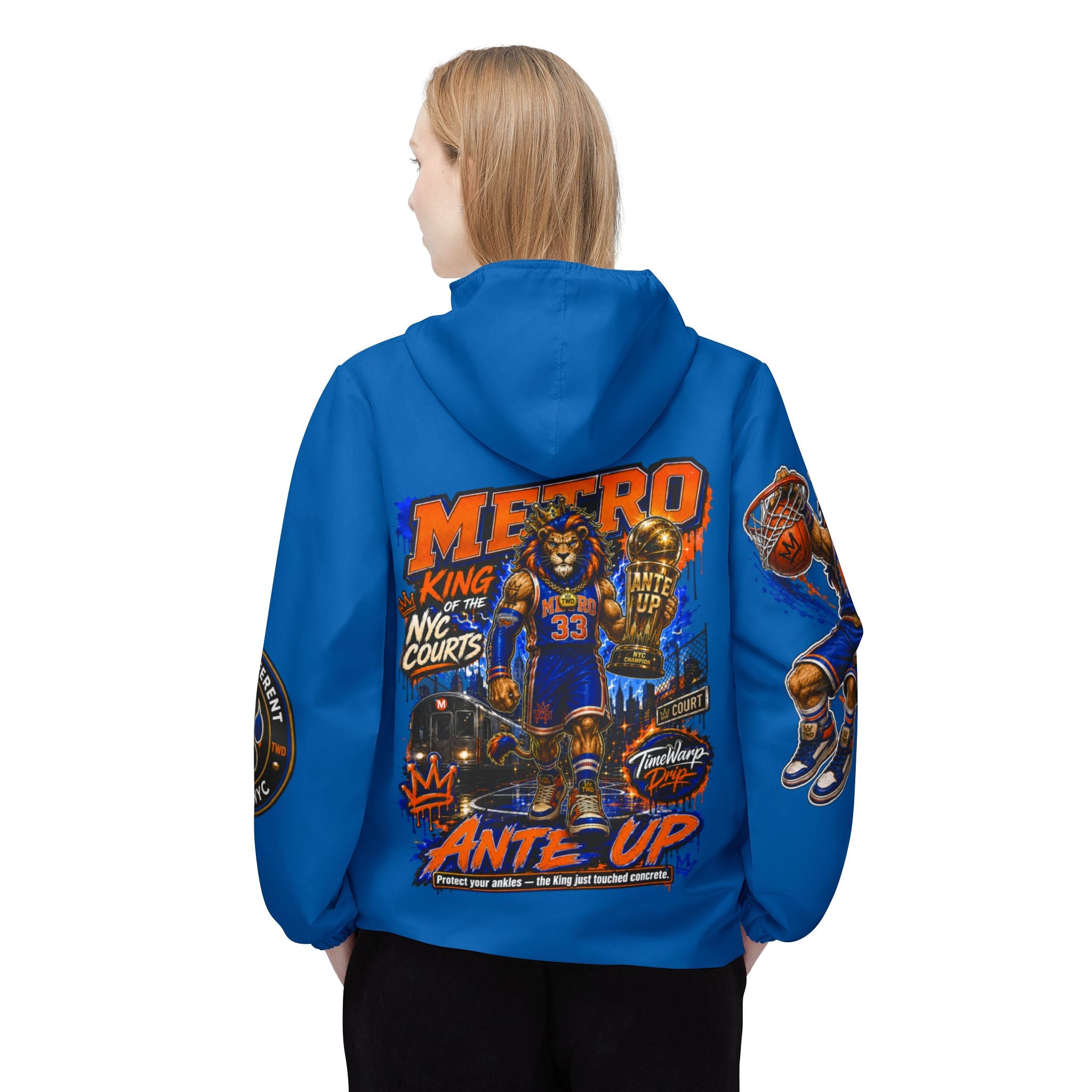 Basketball Windbreaker —  'ANTE UP' Metro Championship Streetwear (Blue)