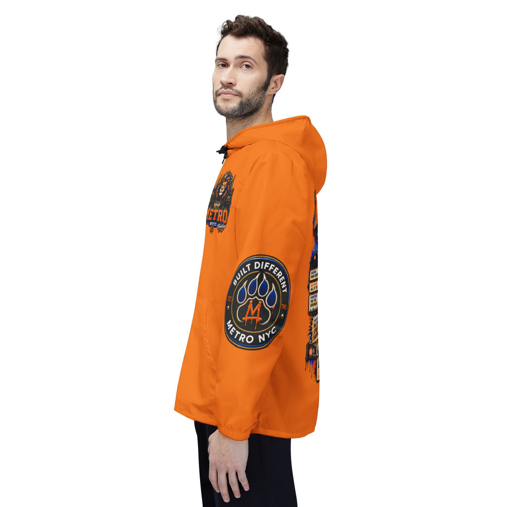 Basketball Windbreaker Jacket - 'Metro' (Orange) Team Graphic Hooded Windbreaker