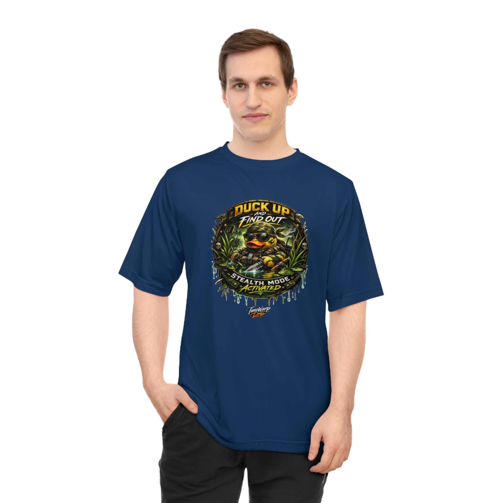 TimeWarp Drip Level up in the black Duck Up Find Out tee—TimeWarp Drip ’s streetwise hunting drip. Scope size chart, flex the swag. Premium Urban Fashionapparel