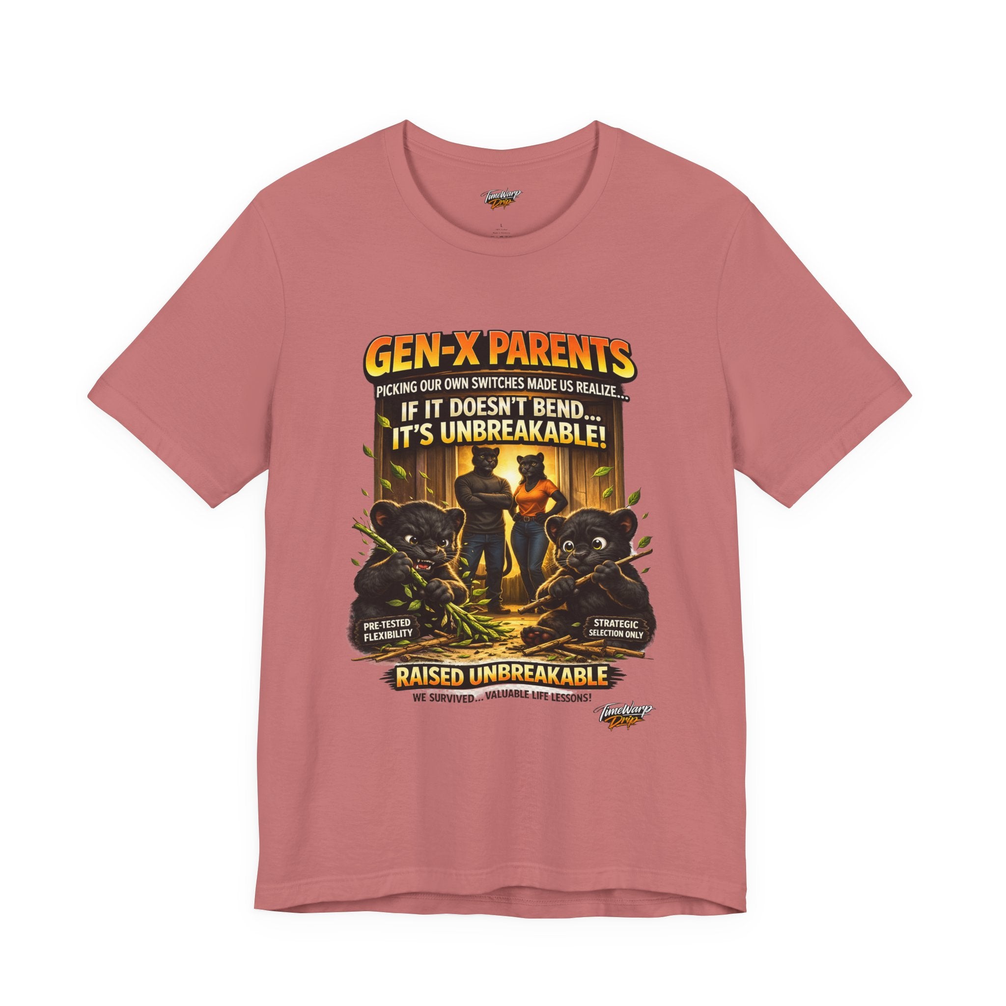 TimeWarp Drip Printify Unbreakable T-Shirt: Black Gen X streetwear, “Picked Our Own Switches” bold graphic—parent pride, retro drip style. streetwear apparel
