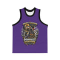 The TimeWarp Drip "Court of Legends" (Purple) Basketball Jersey is made from moisture-wicking polyester and features a player dunking, with "Court of Legends" above, "Mindset is Everything" below, and "Pursue Greatness. Fear Nothing." at the bottom.