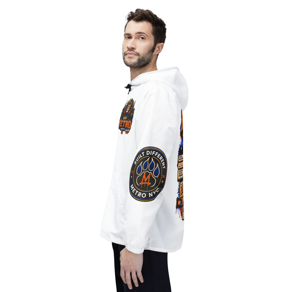Basketball Windbreaker Jacket - 'Metro' (White) Team Graphic Hooded Windbreaker