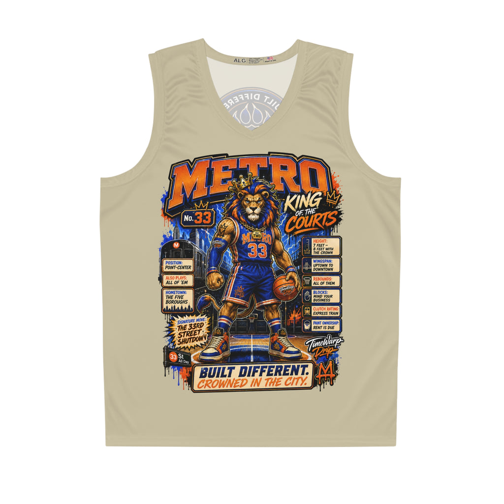 Basketball Jersey  (Light Yellow) — Metro King Courts Lion Graphic (Built Different)