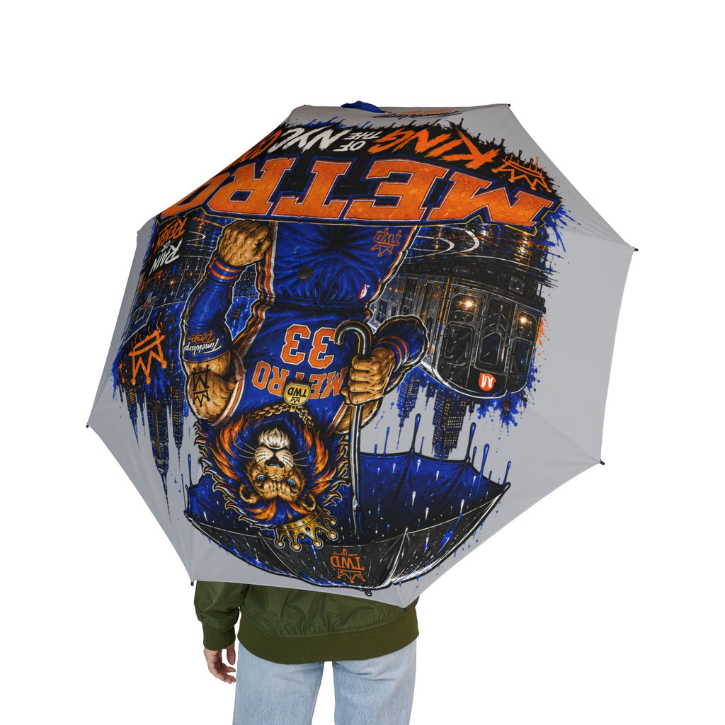 Semi-Automatic Foldable Umbrella — Metro Lion “Rain or Reign: The Lion’s Court” Basketball Graphic