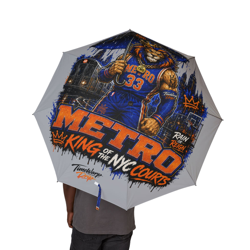 Semi-Automatic Foldable Umbrella — Metro Lion “Rain or Reign: The Lion’s Court” Basketball Graphic