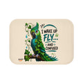 TimeWarp Drip Green bath mat—bold parrot drip: "I Wake Up Fly and Confused." Cool leaves, streetwear flair, max bathroom swagger.