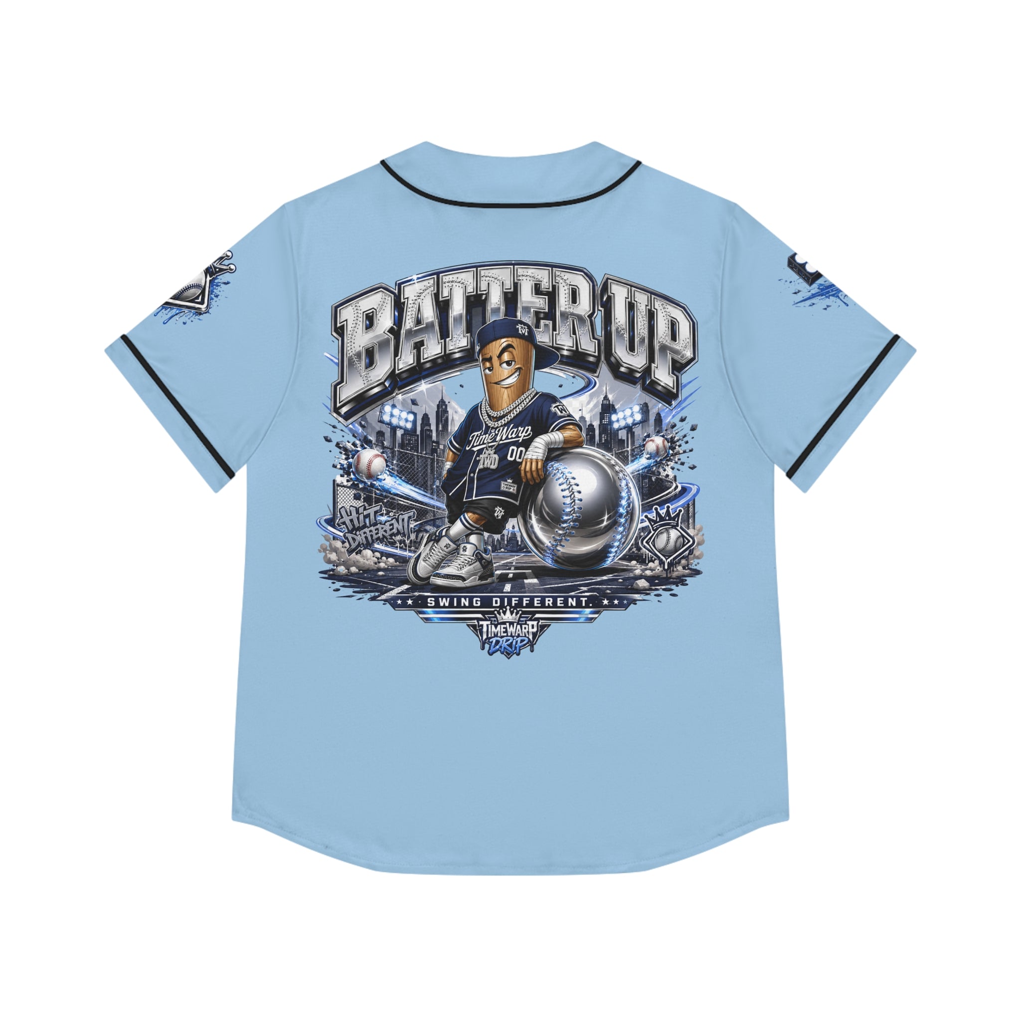 Batter Up Women’s Baseball Jersey — Stadium Lights Graphic