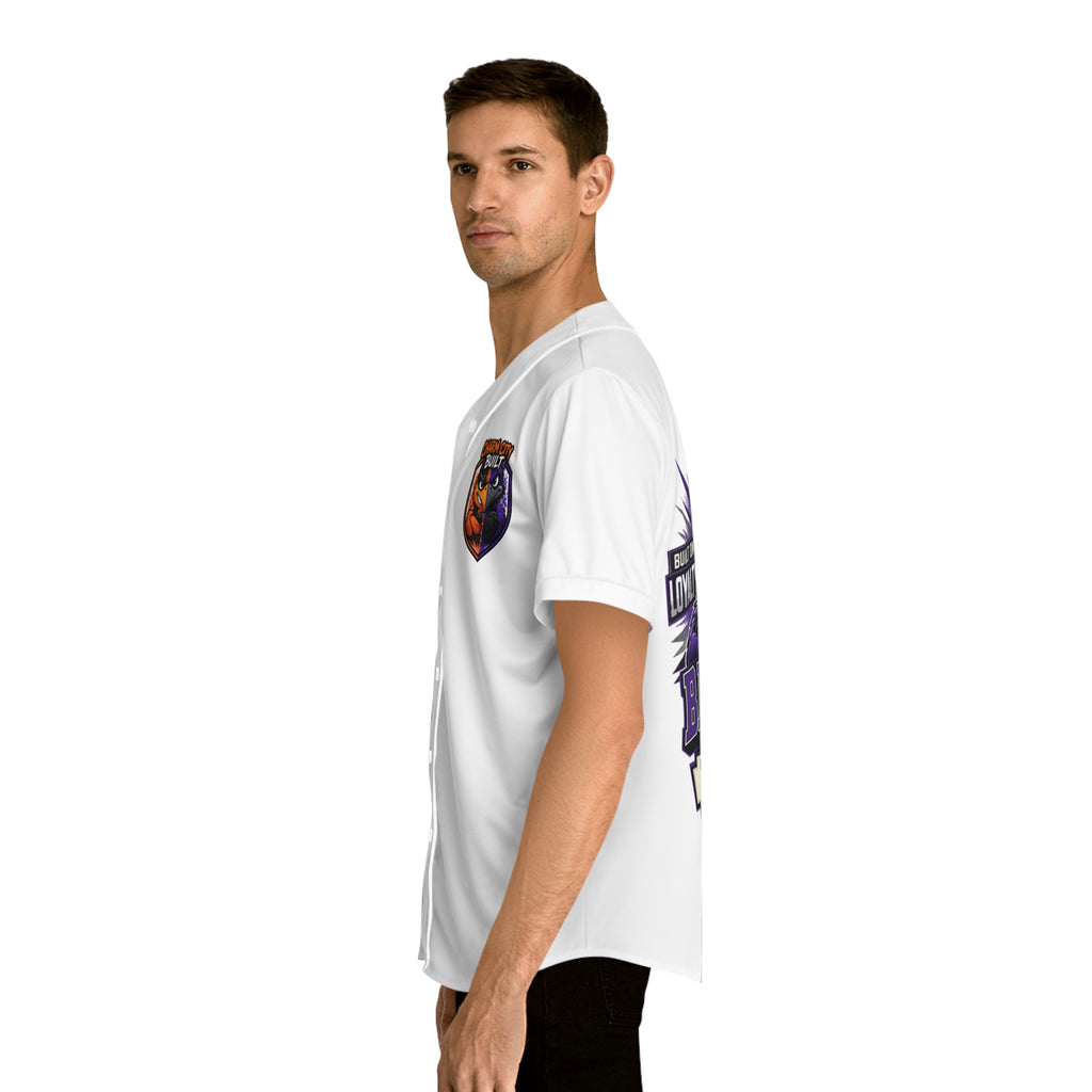 TimeWarp Drip Rocking the white baseball jersey, Charm City Built edition—owl patch, purple wings, street drip vibes on display. 