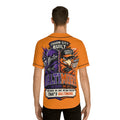 TimeWarp Drip – Orange baseball jersey with "Charm City Built" detail, worn by man with back to camera—bold urban streetwear energy. | premium streetwear